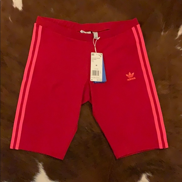 adidas red biker shorts